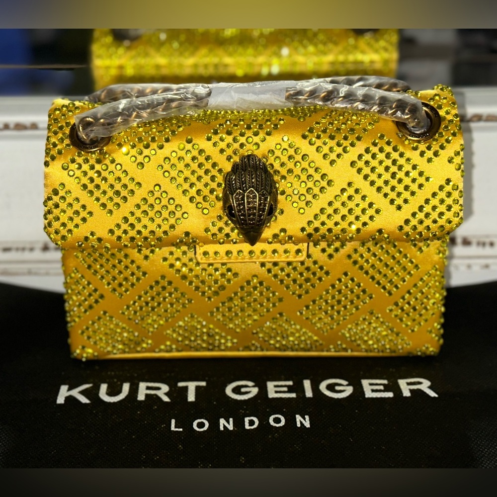 Kurt Geiger London Mini Yellow Embellished Convertible Crossbody Bag